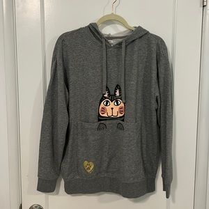 BOBS from Sketchers Gray Cat Hoodie Size Medium